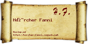 Hörcher Fanni névjegykártya